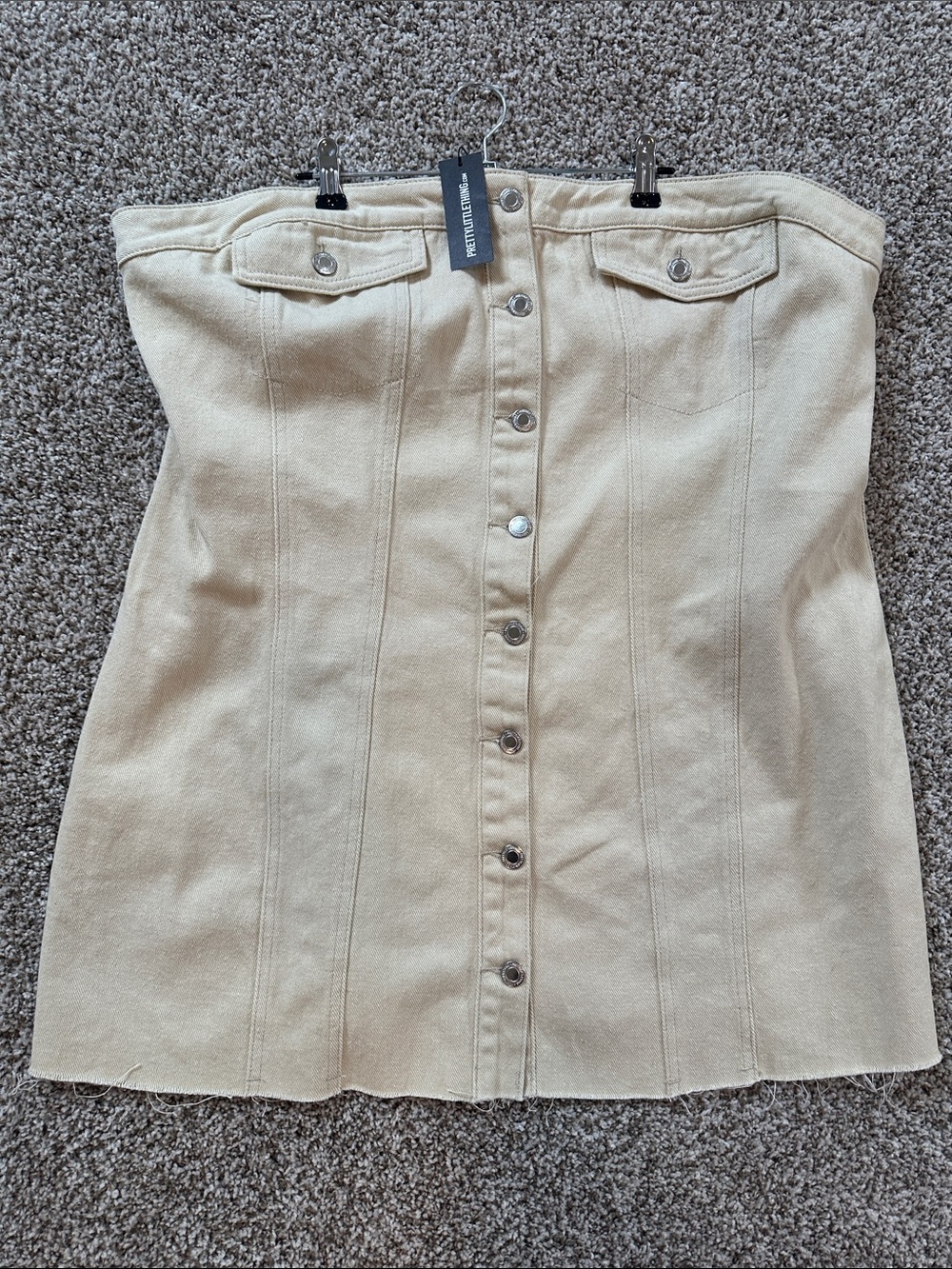 Strapless Beige Button-Front dress